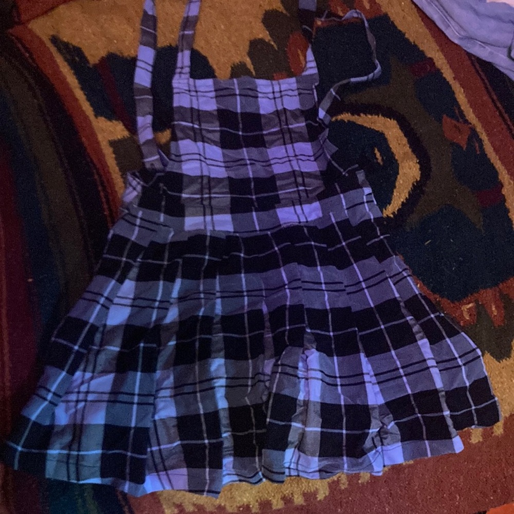 Love tree , blue plaid overall dress